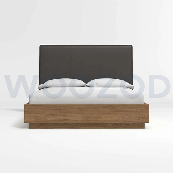 Woozod ALPEREN - Grey & Light Oak Queen Size Bed