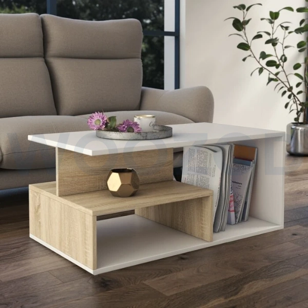 Woozod Ayres White & Oak Contemporary Coffee Table