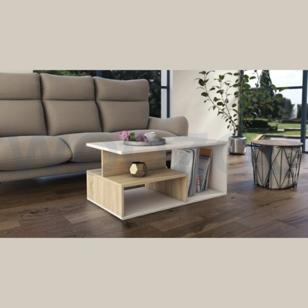 Woozod Ayres White & Oak Contemporary Coffee Table - Image 2