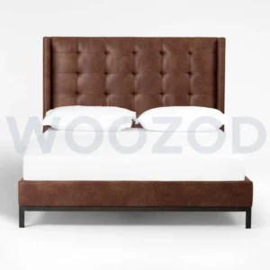 Woozod BAYAR - Dark Brown Faux Leather Upholstery King Size Bed