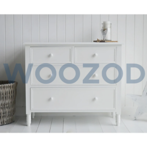 Woozod BEYAZ White Mid Century Style Chest of Drawers