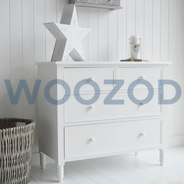 Woozod BEYAZ White Mid Century Style Chest of Drawers - Image 2