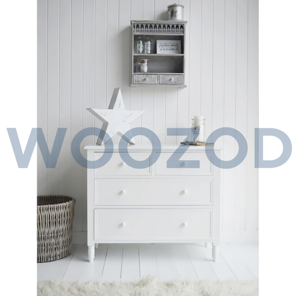 Woozod BEYAZ White Mid Century Style Chest of Drawers - Image 3