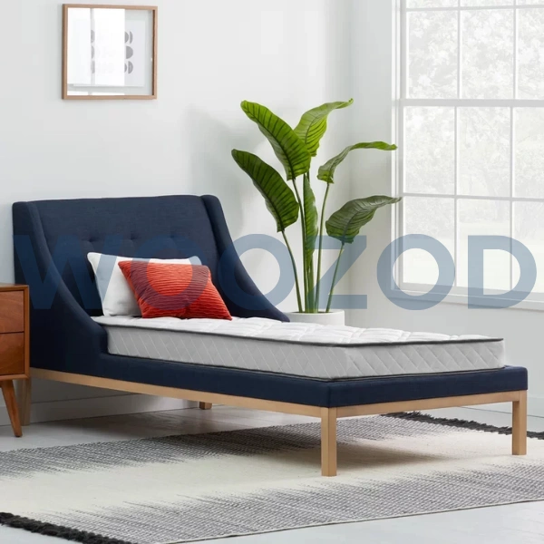Woozod Bleue Blue Kids Bed with Tufted Headboard