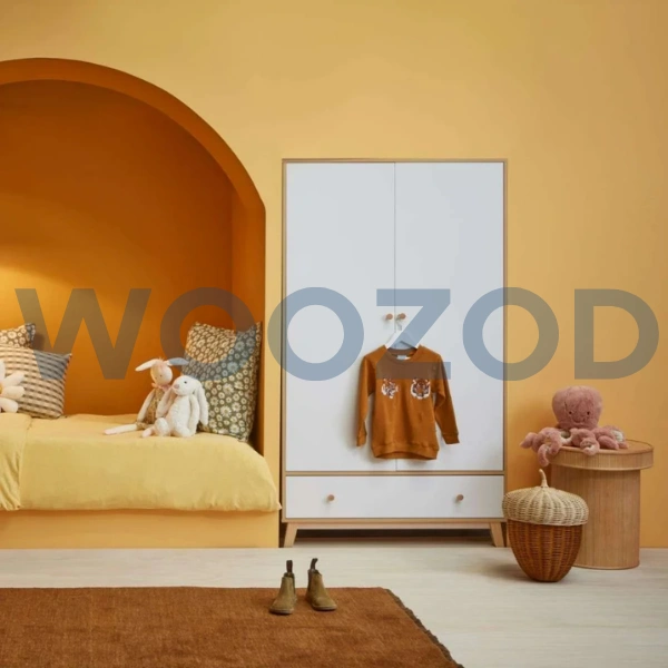 Woozod Bramwell Scandinavian Design White and Oak Brown Kids Cupboard - Image 5