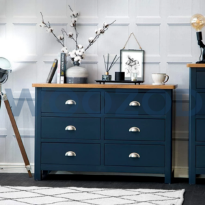 Woozod CAROL Blue Chest of Drawers with Silver Cup Handles