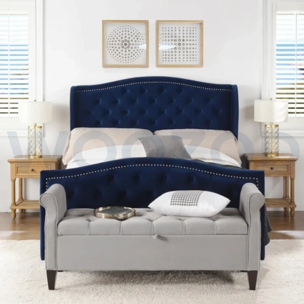 Woozod CERULEAN - Royal Blue Tufted King Size Bed - Image 12
