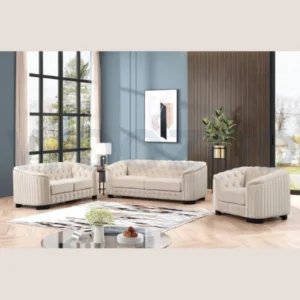 Woozod CHATEAU - Elegant Off-White Three Piece Sofa Set
