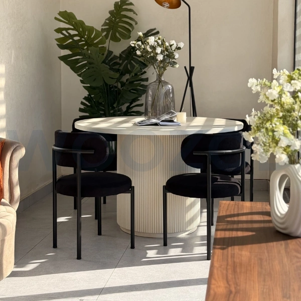 Woozod CIRCA - Contemporary Four Seater Dining Table Set - Image 2