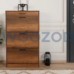 Woozod Cirel Textured Brown Flip Style Shoe Cabinet