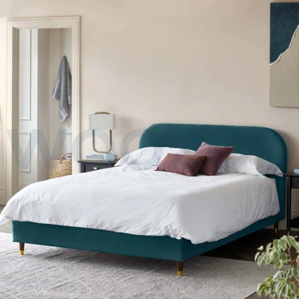 Woozod ELLE - Teal Blue Curved Headboard King Size Bed - Image 2