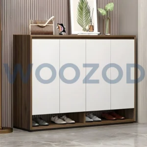 Woozod Elm Dual Tone Four Door Shoe Cabinet