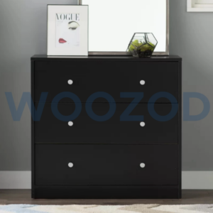 Woozod FOLDERD Black Chest of Three Drawers