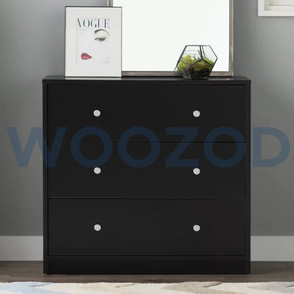 Woozod FOLDERD Black Chest of Three Drawers