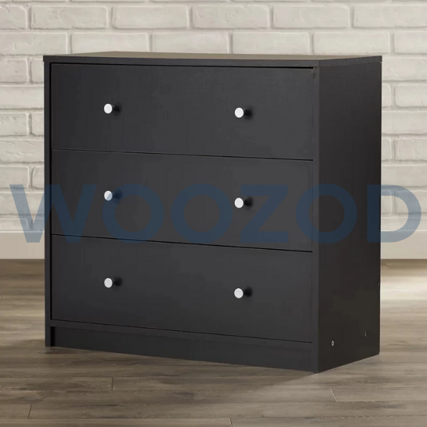 Woozod FOLDERD Black Chest of Three Drawers - Image 2