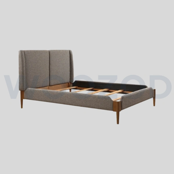 Woozod FOSS - Grey Jute Upholstery King Size Bed - Image 2