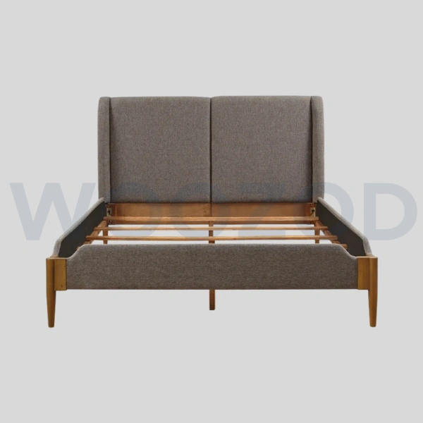 Woozod FOSS - Grey Jute Upholstery King Size Bed - Image 3