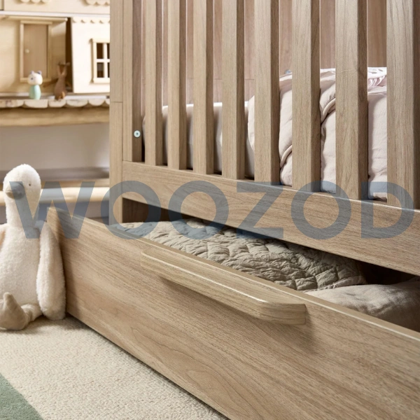 Woozod Franklin Cotbed & Luxury Hybrid Twin Mattress Bundle - Oak Finish - Image 5