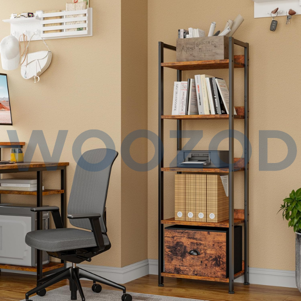 Woozod Furologee 5 Tier Bookshelf with Drawer - Image 2
