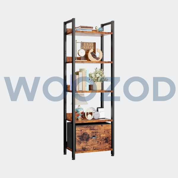 Woozod Furologee 5 Tier Bookshelf with Drawer