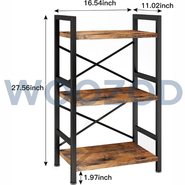 Woozod Homeiju 3 Tier Industrial Bookshelf - Image 3