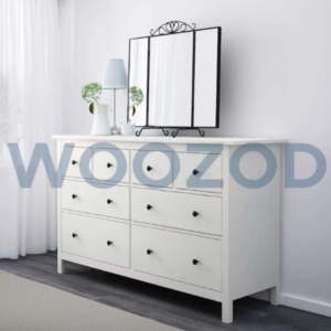 Woozod KAYA White Classic Chest of Drawers with Metallic Legs