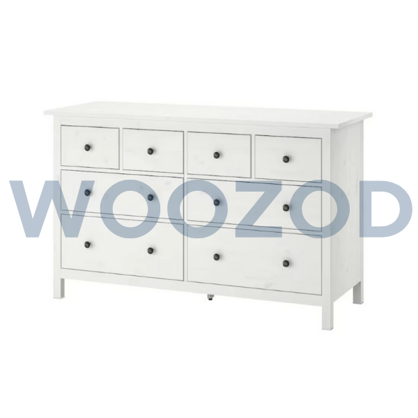 Woozod KAYA White Classic Chest of Drawers with Metallic Legs - Image 2