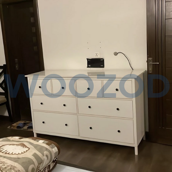 Woozod KAYA White Classic Chest of Drawers with Metallic Legs - Image 3