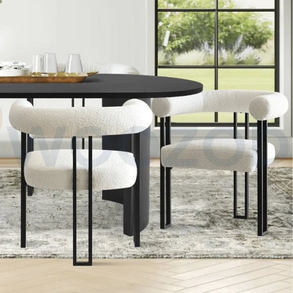 Woozod KIVO - Abstract Design Black & White Dining Table Set - Image 2