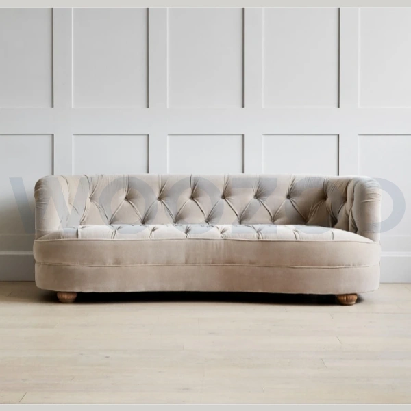 Woozod KUFEH - Beige Curved Three Seater Sofa