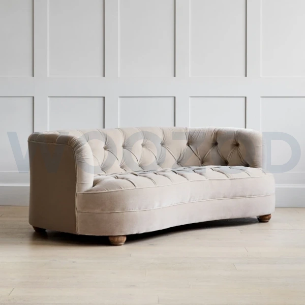 Woozod KUFEH - Beige Curved Three Seater Sofa - Image 3