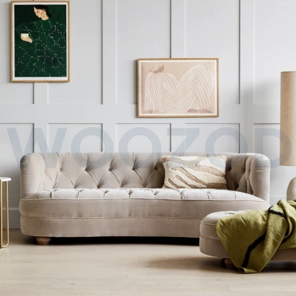 Woozod KUFEH - Beige Curved Three Seater Sofa - Image 4