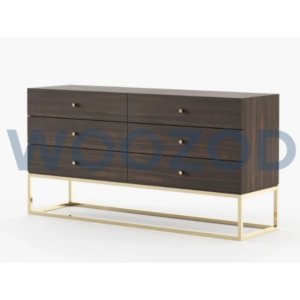 Woozod LUNARIS Brown & Golden Classic Chest of Drawers with Metal Frame