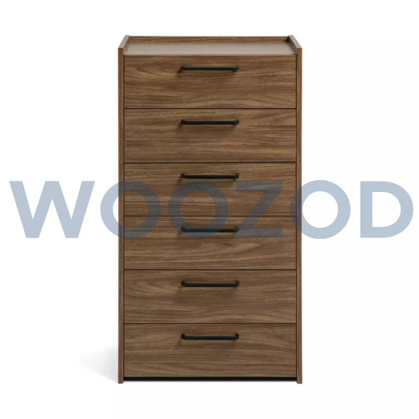 Woozod MIBBLE Industrial Style Walnut Brown Chest of Drawers