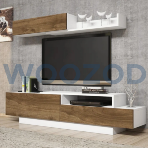 Woozod MODO Contemporary Design White & Brown Media Wall Unit