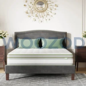 Woozod MUZZLIN - Grey Velvet Upholstery King Size Bed