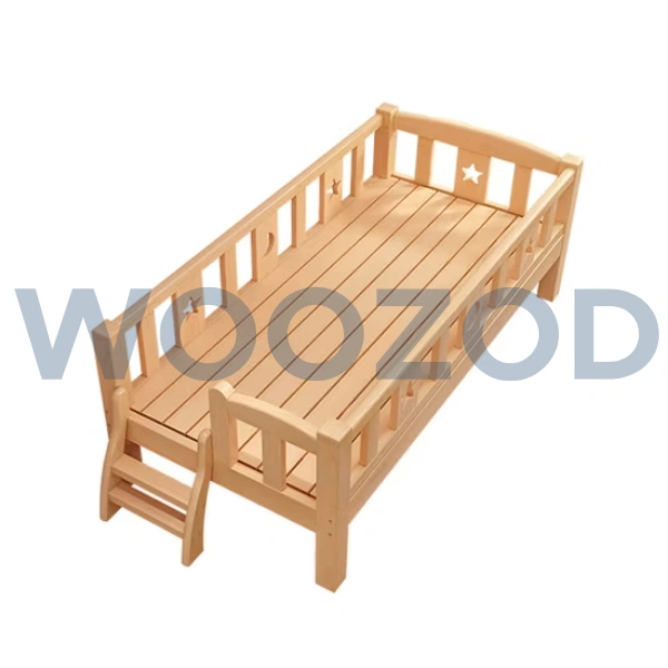 Woozod Modern Single Size Children's Bed with Barriers - Image 3