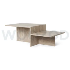 Woozod Monde Geometric Design Travertine Coffee Table