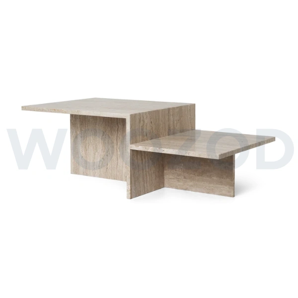 Woozod Monde Geometric Design Travertine Coffee Table