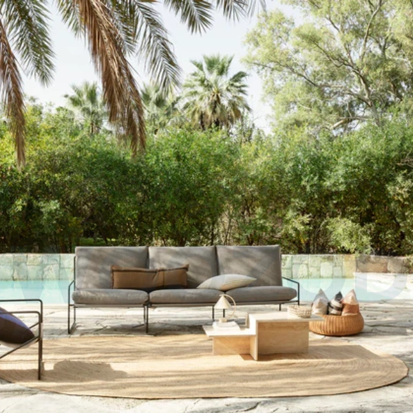 Woozod Monde Geometric Design Travertine Coffee Table - Image 3