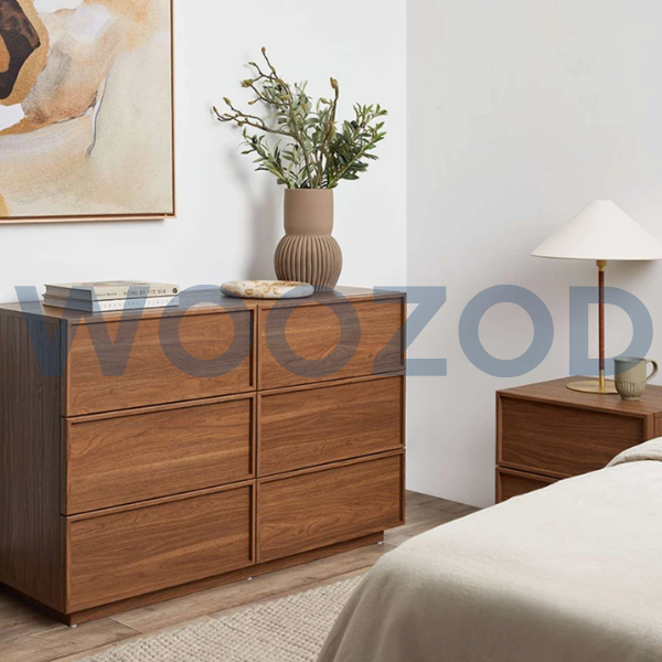 Woozod ORBIS Walnut Brown Six Drawer Chest - Image 3