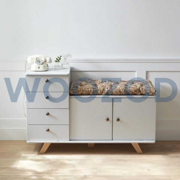 Woozod PRADEL Grey Modern Combo Chest of Drawers & Cabinet - Image 2