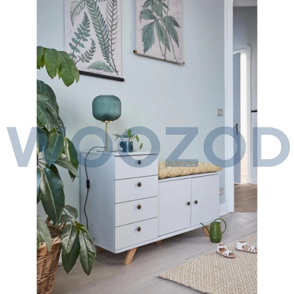 Woozod PRADEL Grey Modern Combo Chest of Drawers & Cabinet - Image 3
