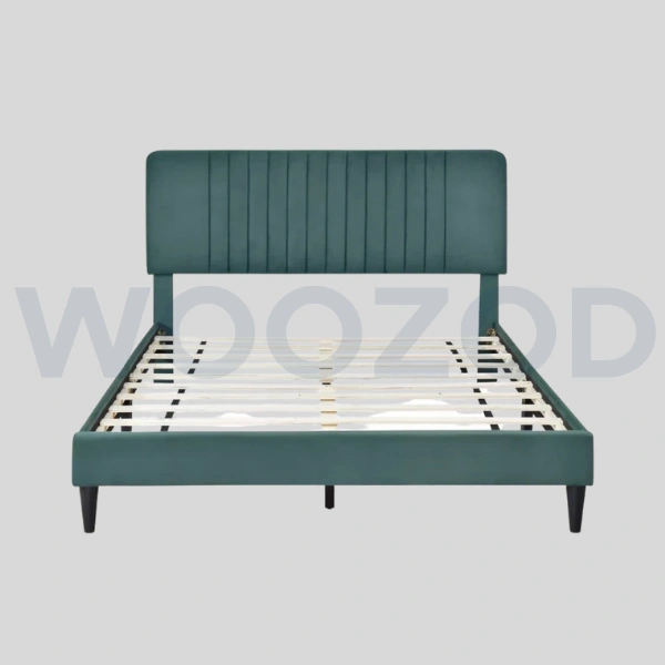 Woozod PRENA - Green Velvet Upholstery King Size Bed - Image 3