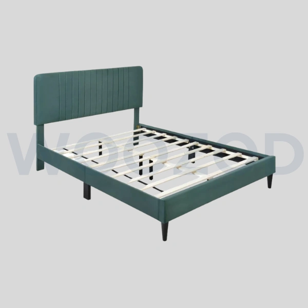 Woozod PRENA - Green Velvet Upholstery King Size Bed - Image 4