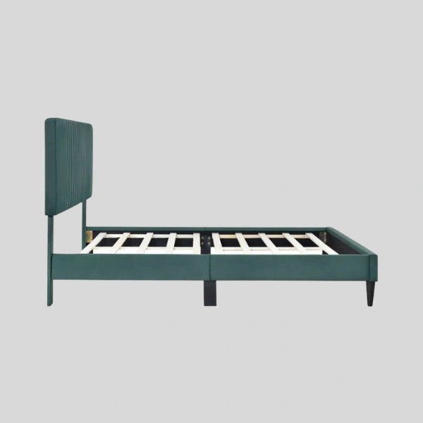 Woozod PRENA - Green Velvet Upholstery King Size Bed - Image 5