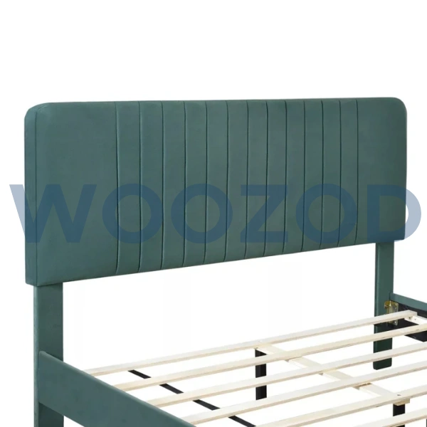 Woozod PRENA - Green Velvet Upholstery King Size Bed - Image 6