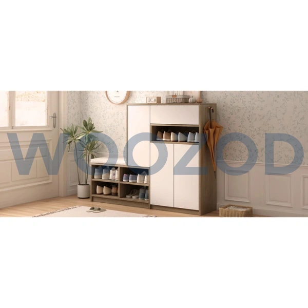 Woozod Perch Geometric Style Shoe Storage Cabinet - Image 6