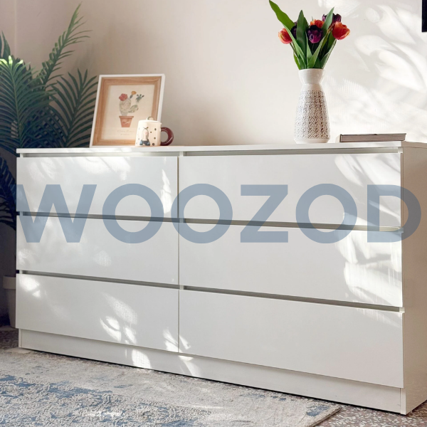 Woozod ROVE White Sleek Chest of Six Drawers