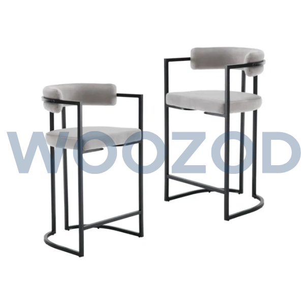 Woozod SABLE Industrial Style Metallic Frame Bar Chair - Image 2
